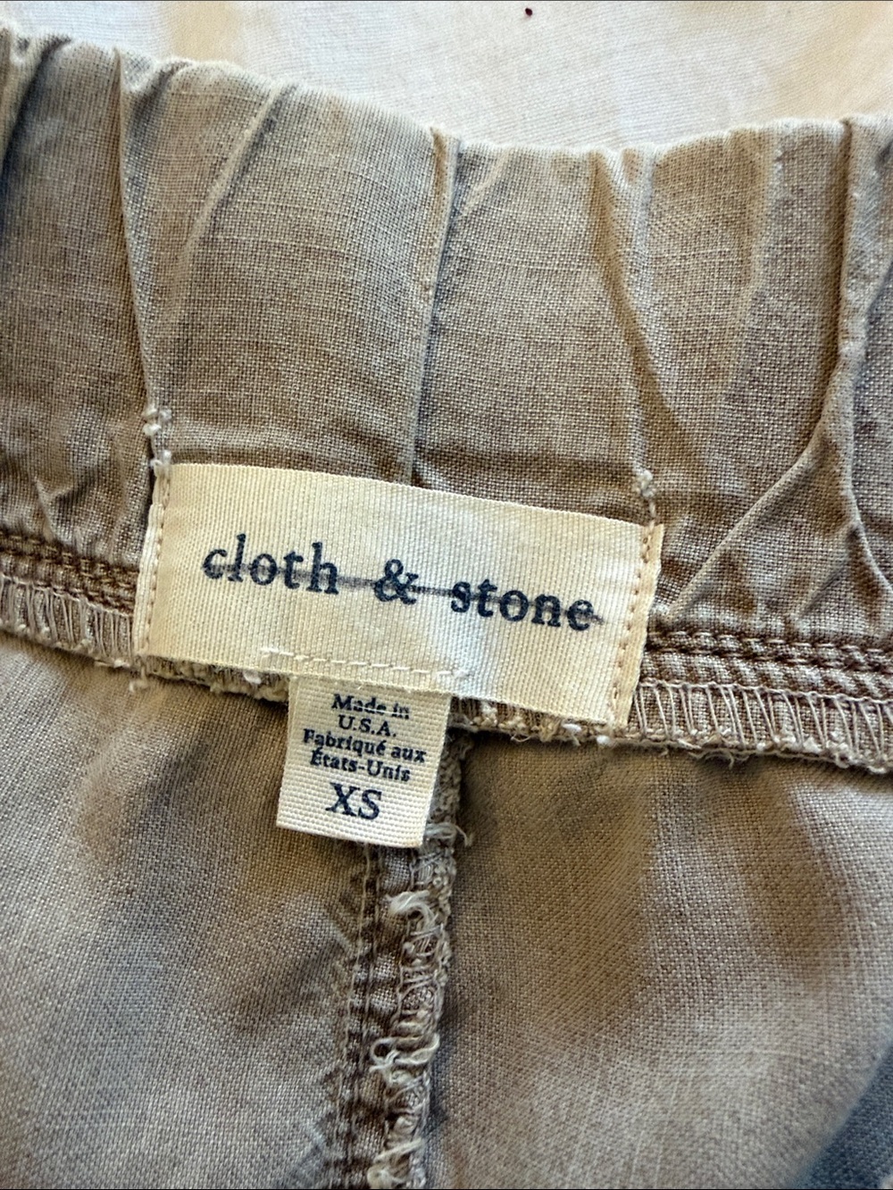 cloth & stone Olive-Tan Relaxed Drawstring Shorts XS 100% tencel lyocell - Picture 4 of 5
